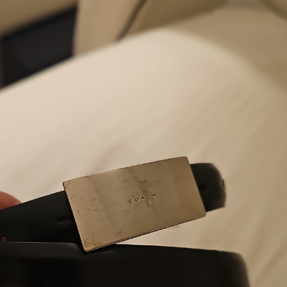 Coach Black Leather Belt with Metallic Buckle - Picture 2 of 10